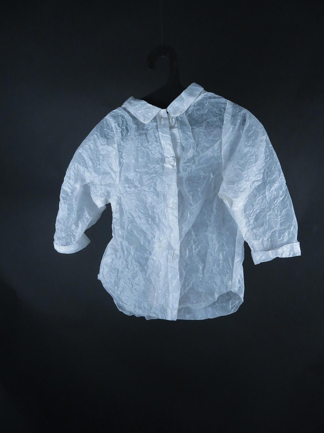 Child's Shirt (Figurative White Glassine Paper Sculpture of Clothing Garment)