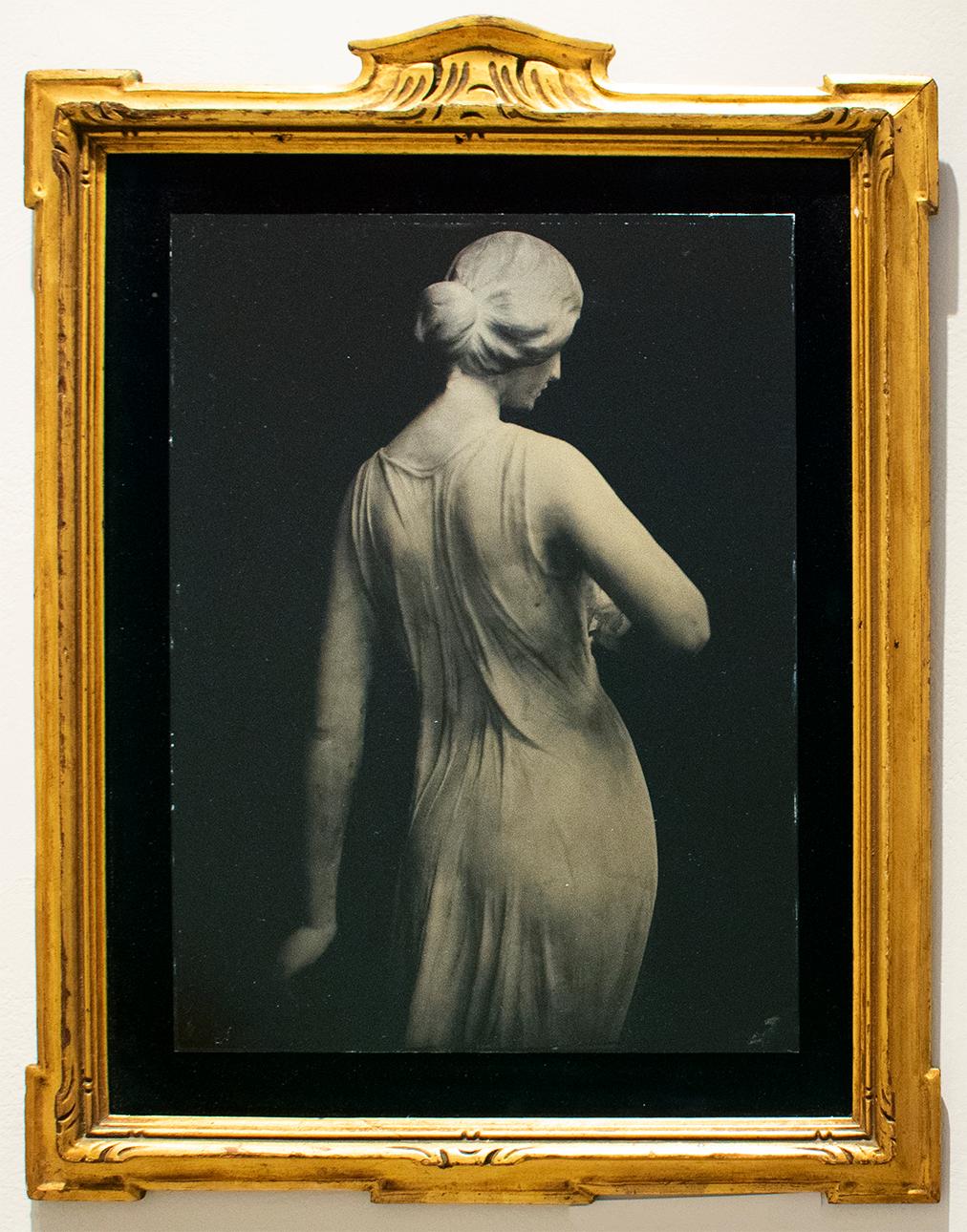 David Sokosh Figurative Photograph - Florence (Tin Type Photo of Female Statue, Black Velvet, Vintage Gold Frame