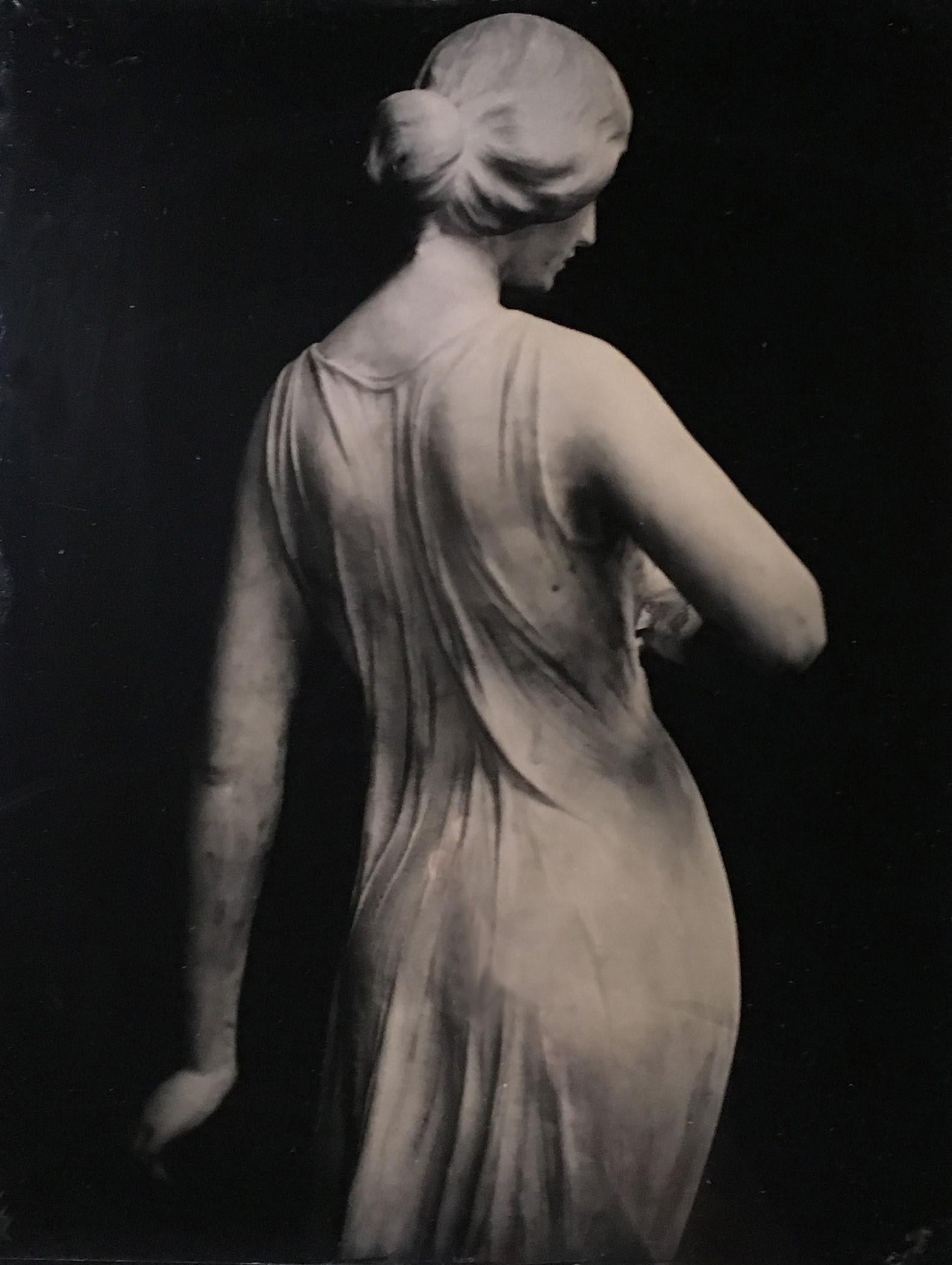 Florence (Tin Type Photo of Female Statue, Black Velvet, Vintage Gold Frame - Victorian Photograph by David Sokosh
