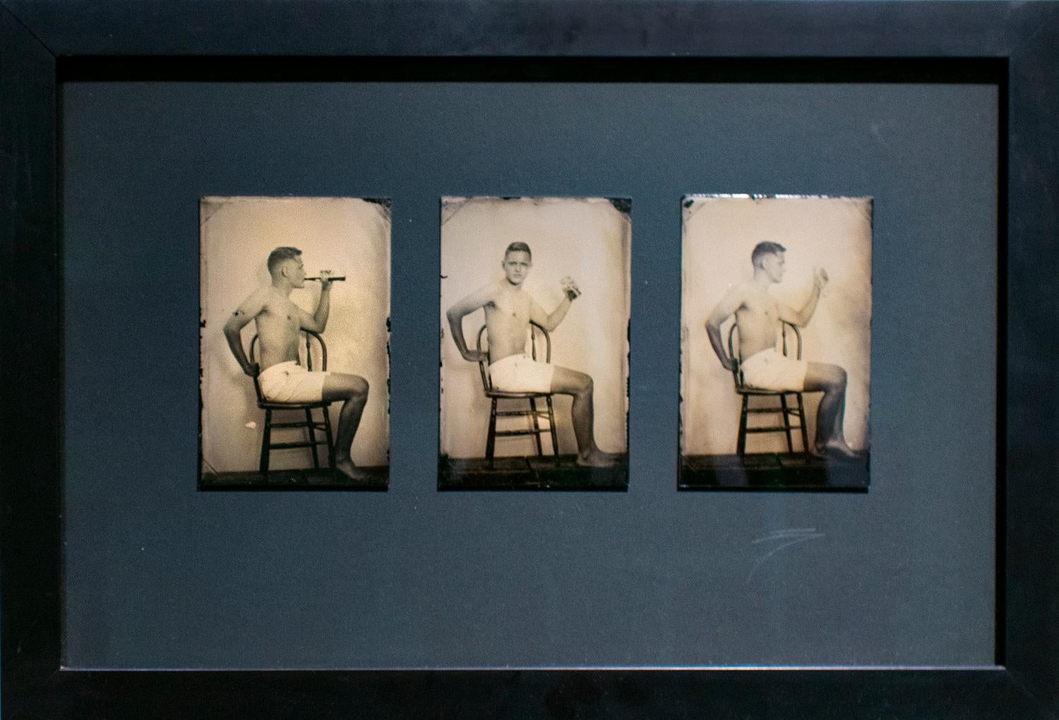 Pause that Refreshes (Vintage Tin Type Triptych with Coca Cola) - Photograph by David Sokosh