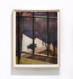 Looking Down Morning Side (Framed Colorful Pastel of NYC Window, William Clutz)