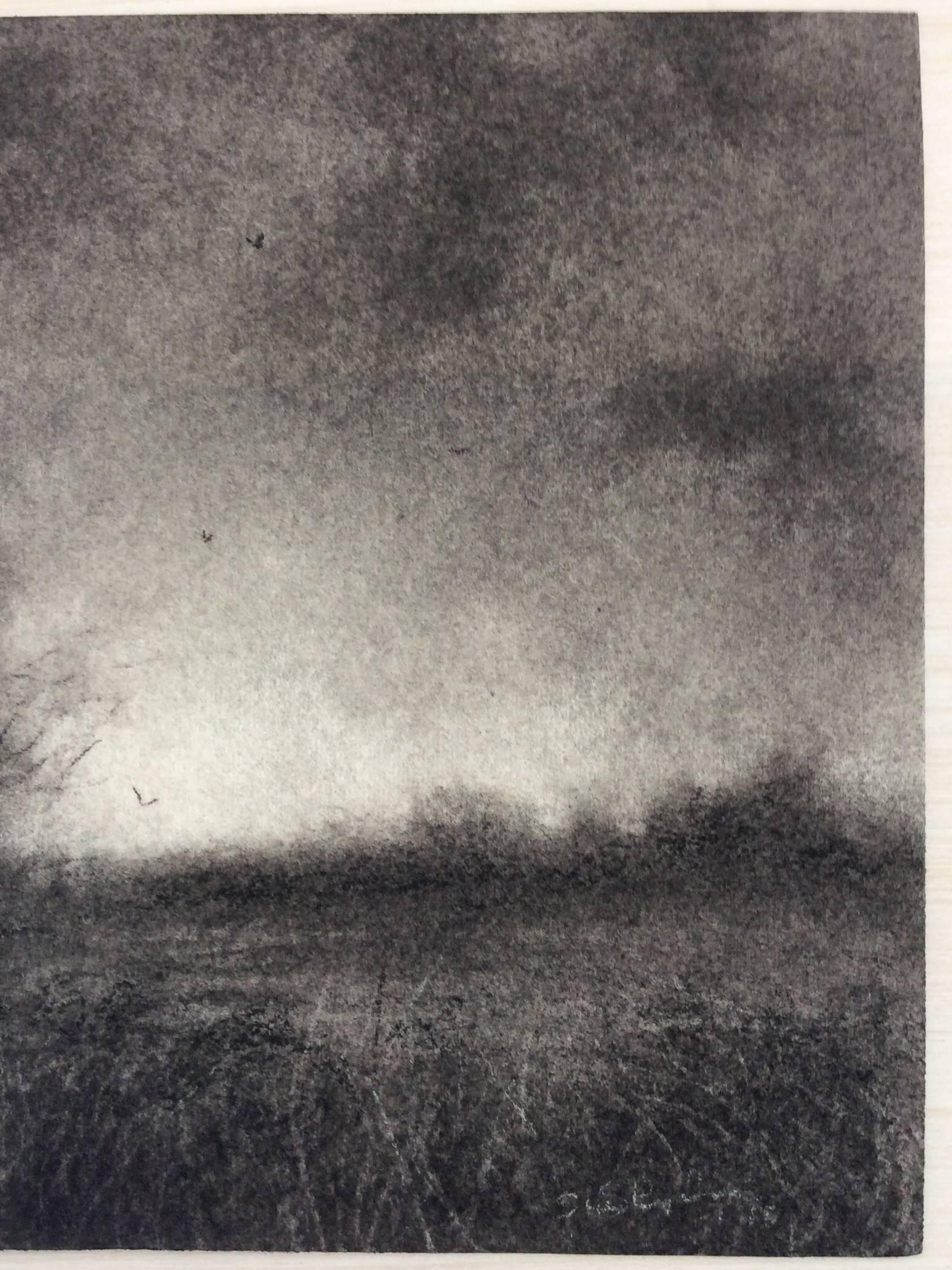 Edgeland XV (Miniature Realistic Landscape Drawing in Black Charcoal, Framed) by Sue Bryan

Charcoal and carbon pencil on Arches paper, signed lower right
4 x 4 inches unframed, 9.5 x 9.5 inches in Larson Juhl graphite finished wood moulding, 8 ply