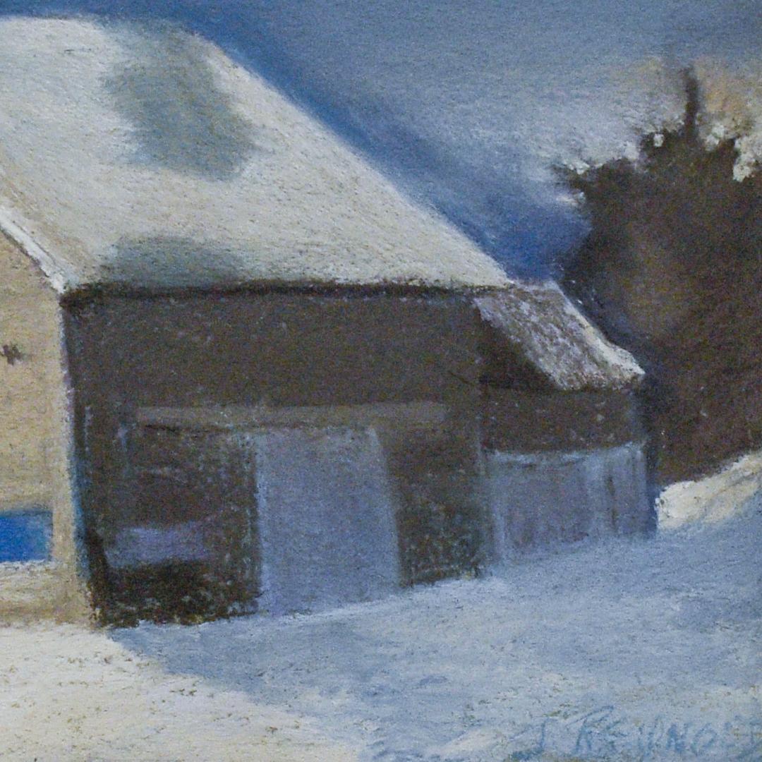 winter barn drawing