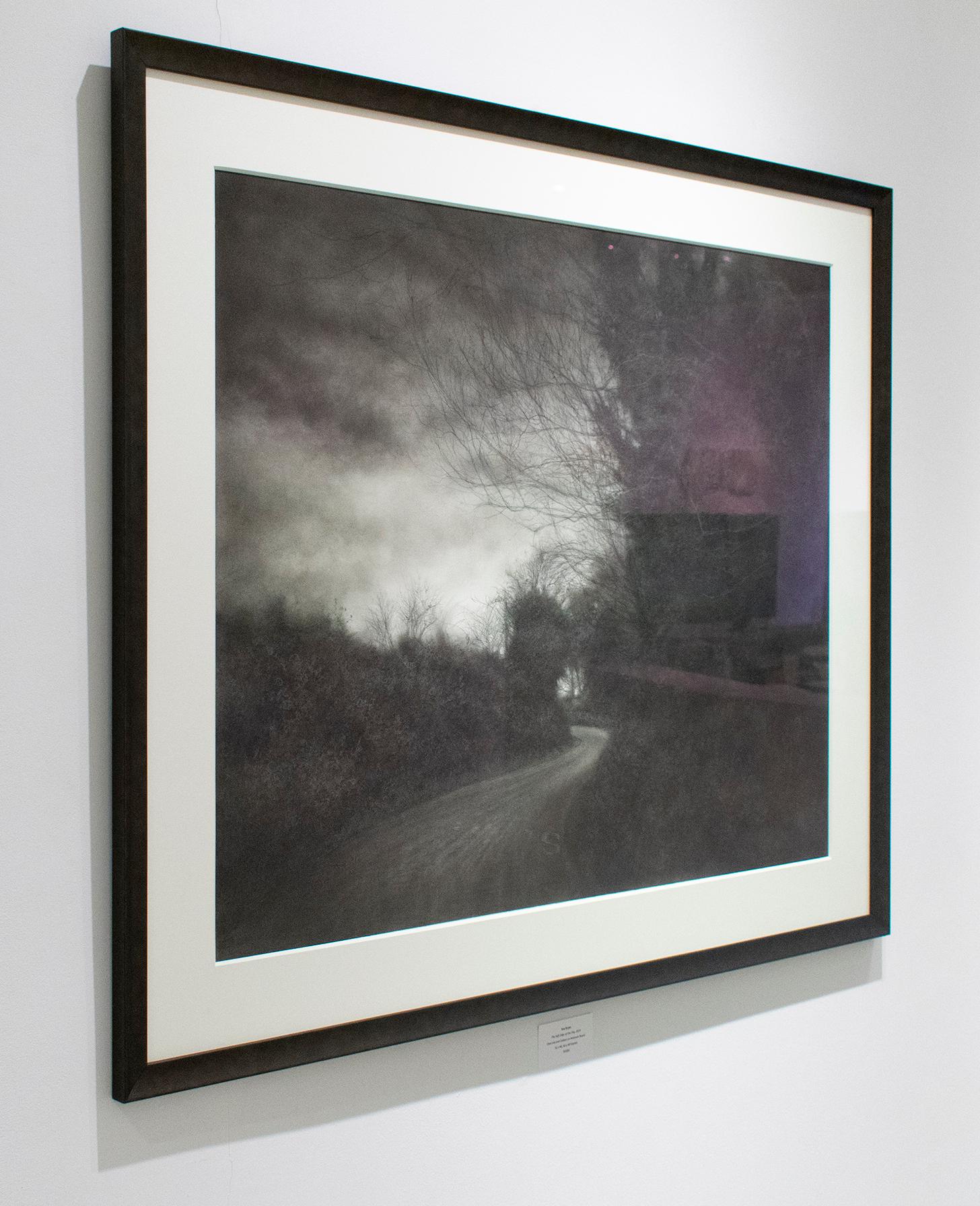The Soft Edge of the Day (Contemporary Charcoal Landscape of Country Road) 1