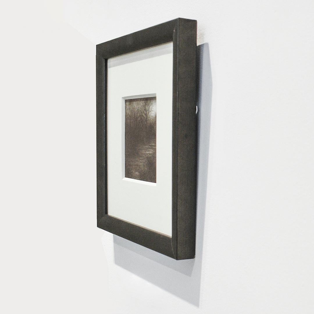 Nocturne VI (Original Charcoal Landscape Drawing of Moonlit Forest, Framed) - Black Landscape Painting by Sue Bryan