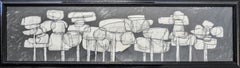 Waterlilies 24 (Abstract Figurative Graphite Drawing in Antique Black Frame)