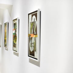 Shell 1 (Abstract Black and White Mixed Media Grid Collage with Graphic Shell)