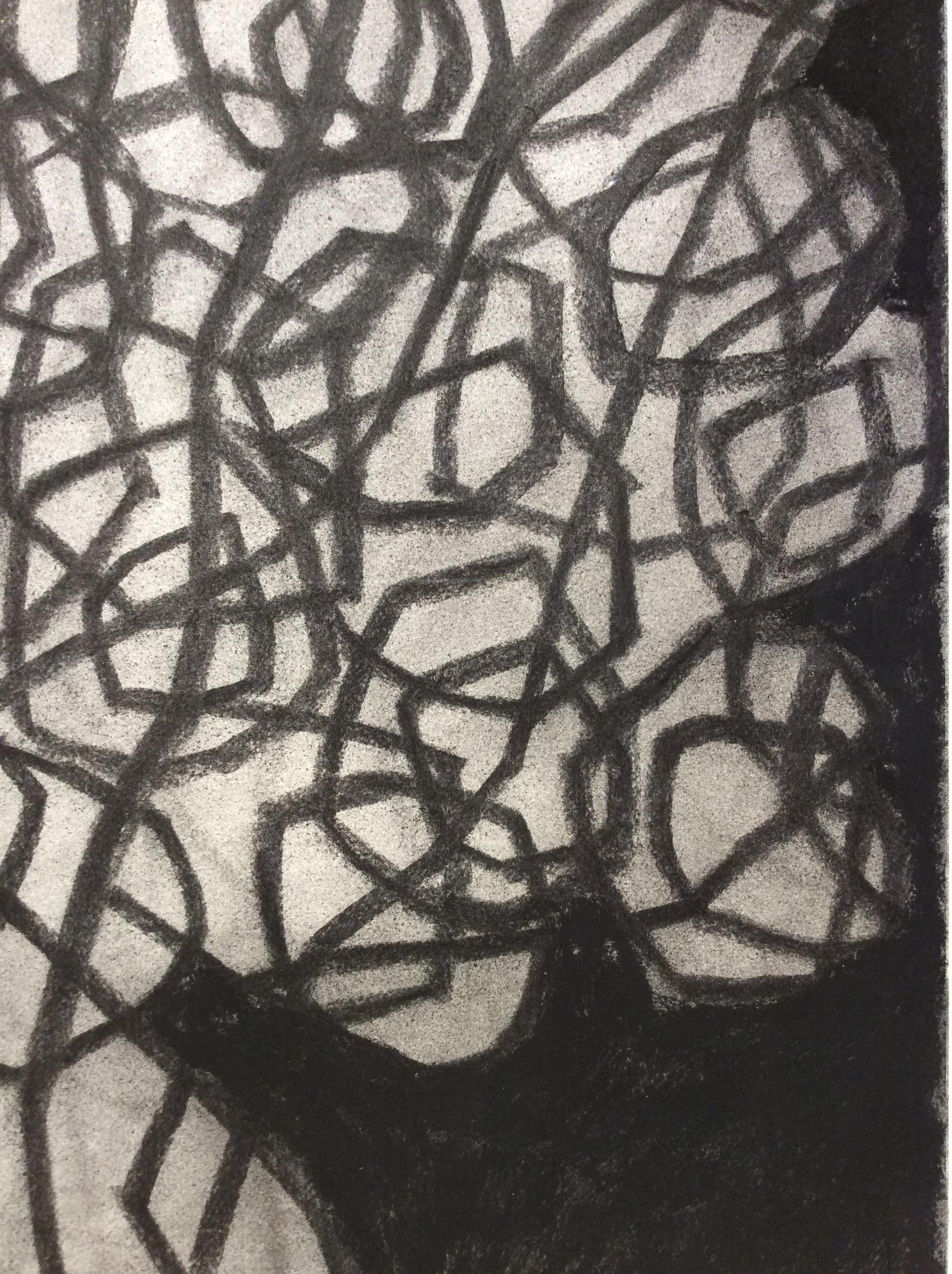 Sans titre n° 15 ( Drawing abstrait noir et gris anthracite avec passe-partout et cadre noir) en vente 1