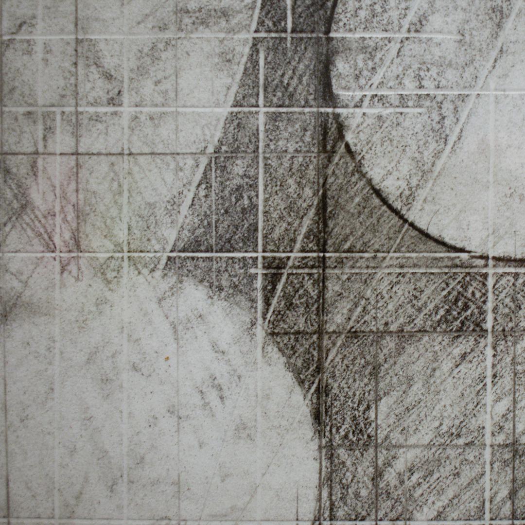 Moons of Jupiter (Study I): Black and White Abstract Geometric Graphite Drawing - Gray Abstract Drawing by David Dew Bruner