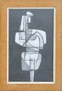 Infanta XXXIX: Figurative Cubist Style Abstract Geometric Graphite Drawing