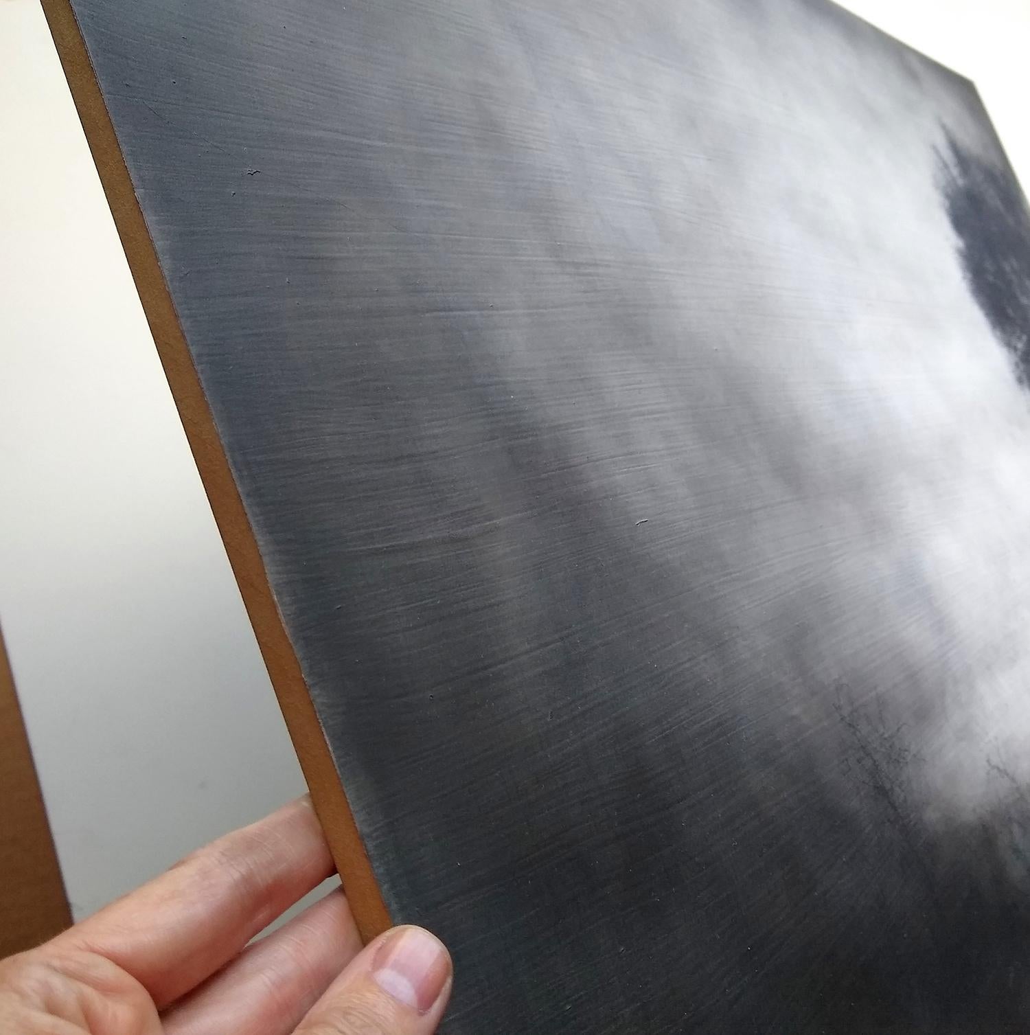 Roadside Tree ( Realistische schwarze Holzkohle-Landschaftszeichnung eines Landschaftsfeldes) (Moderne), Art, von Sue Bryan