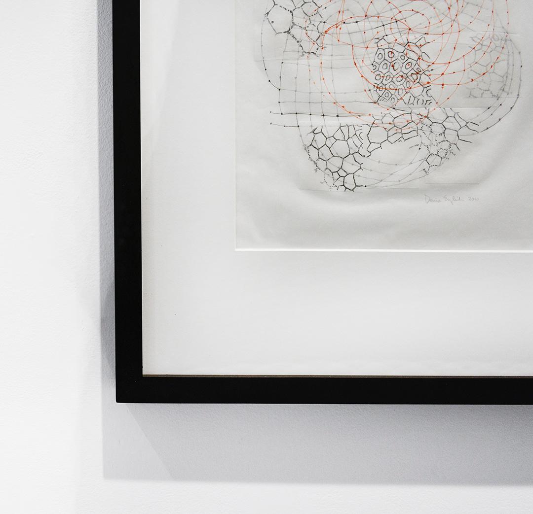 Layered Plan #3 (Abstract Geometric Black & White Mixed Media Collage on Paper) - Gray Abstract Drawing by Donise English