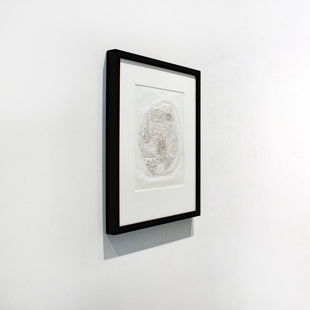 Layered Plan #3 (Abstrakte geometrische schwarz-weiße Mixed Media-Collage auf Papier) (Grau), Abstract Painting, von Donise English