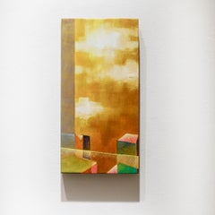 Summer in the City (Abstract Painting of New York City Skyline in Golden Yellow)