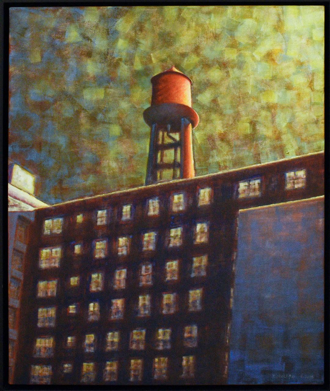 Chelsea Water Tower: Abstracted Cityscape Painting of New York City Skyline