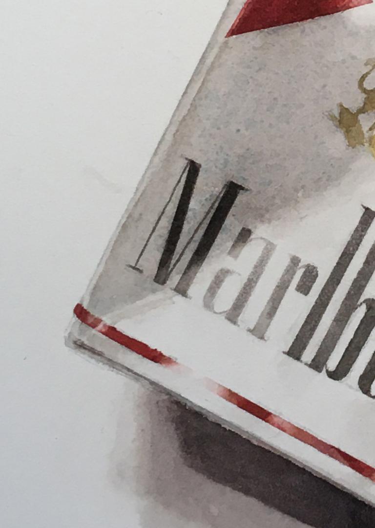 Marlboro III (Photo-Realist Pop Art Still Life Painting of a Red Cigarette Pack) 1