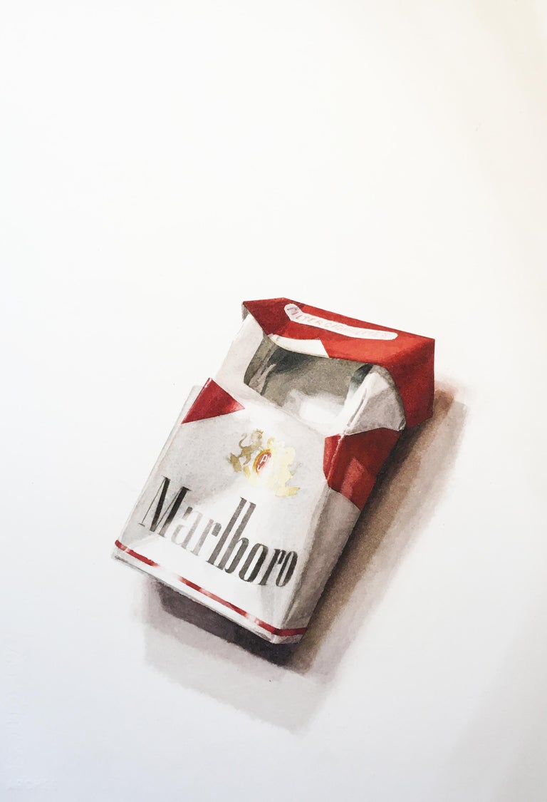 Marlboro III (Photo-Realist Pop Art Still Life Painting of a Red Cigarette  Pack)