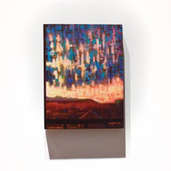 El Final del Dia: Abstracted Landscape Painting of Town Skyline & Sunset