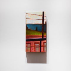 Rooftops Power Lines, Five & Diamond: Abstract Cityscape Painting of Hudson NY