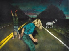 Phantom Limbs: Surrealist Figurative Painting of Children in a Night Landscape 