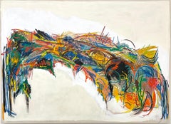 Untitled (Certain Bliss No 3): Colorful Abstract Expressionist Painting on White