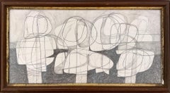 Sutherland Project III: Figurative Abstract Graphite Drawing w/ Antique Frame 