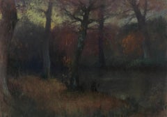 Autumnal Landscape, Barbizon School, Pastel