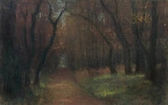 Path in the woods, Barbizon school, Pastel