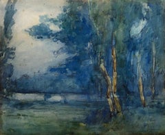 Wooded Landscape, Watercolour, Signature To Identify