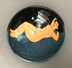 Louise Gardelle, Plato de cerámica esmaltada, Desnudo femenino