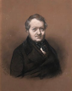 Antique Jules Boilly, Portrait Of A Man, Drawing Dated 1843 