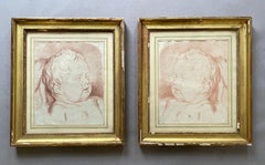 Portrait Of A Child, Red Chalk Drawing And Its Counter-Proof