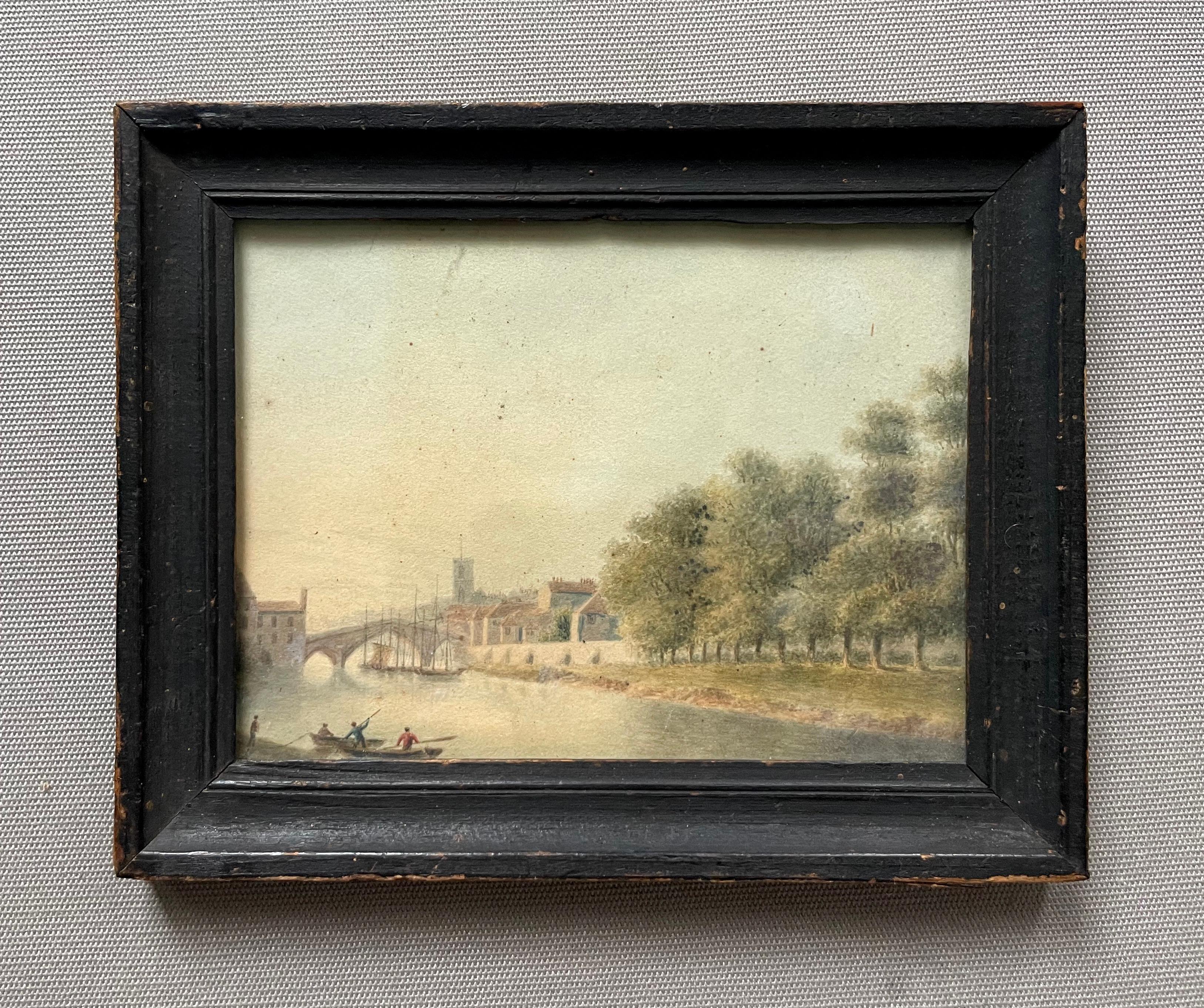 Unknown Landscape Art - Watercolor On Vellum? Late 18th Or Early 19th Century