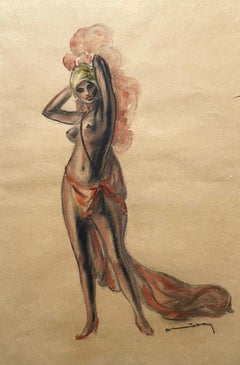 Josephine Baker? Watercolor, Signature To Identify