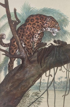 Jaguar auf einem Branch, Aquarell und Gouache, Monogramm Af 1924
