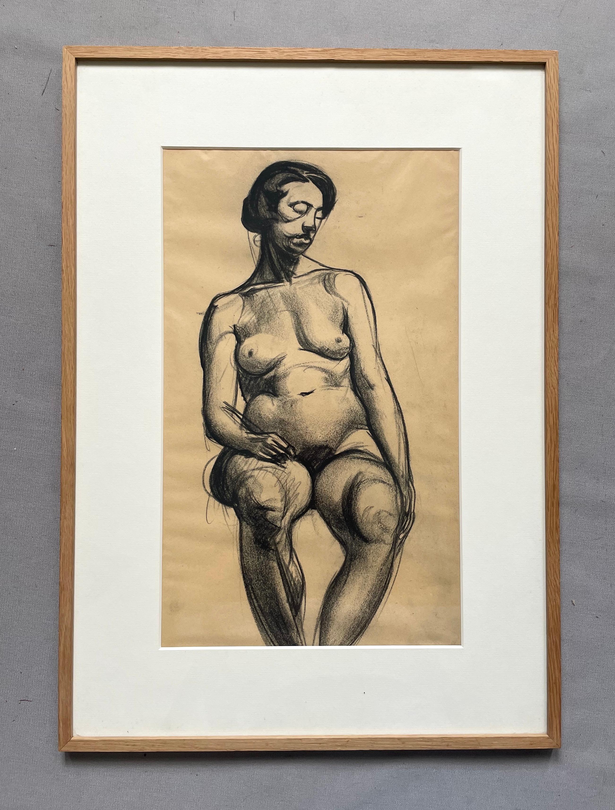 Nudo femminile, disegno a gesso
