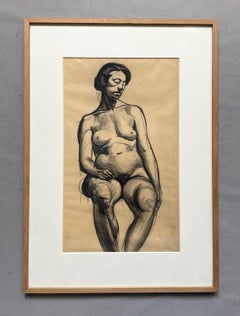 Nudo femminile, disegno a gesso
