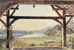Lago di Aiguebelette, Savoia, Francia, acquerello datato 1909