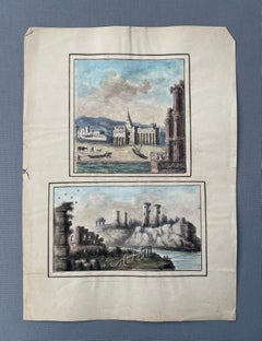 Ancient Ruins, Travel Watercolors, 19th Century