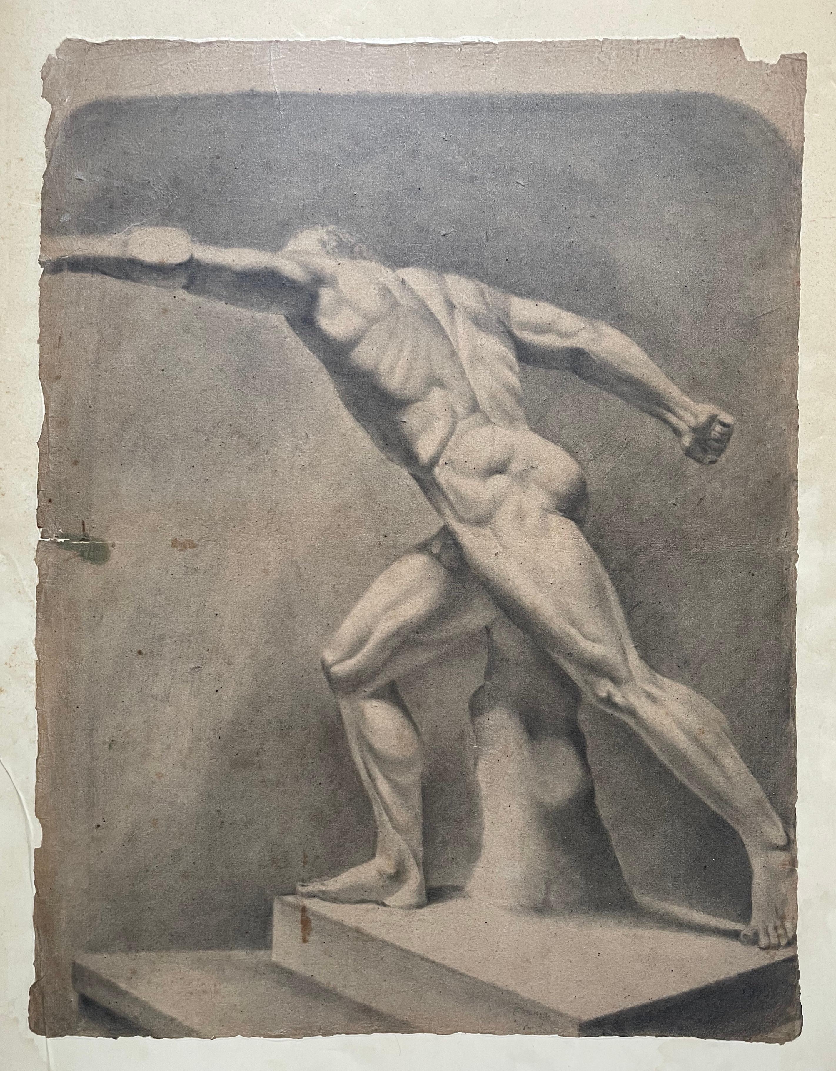 Unknown Nude - Naked Athlete, Drawing, 19th Century