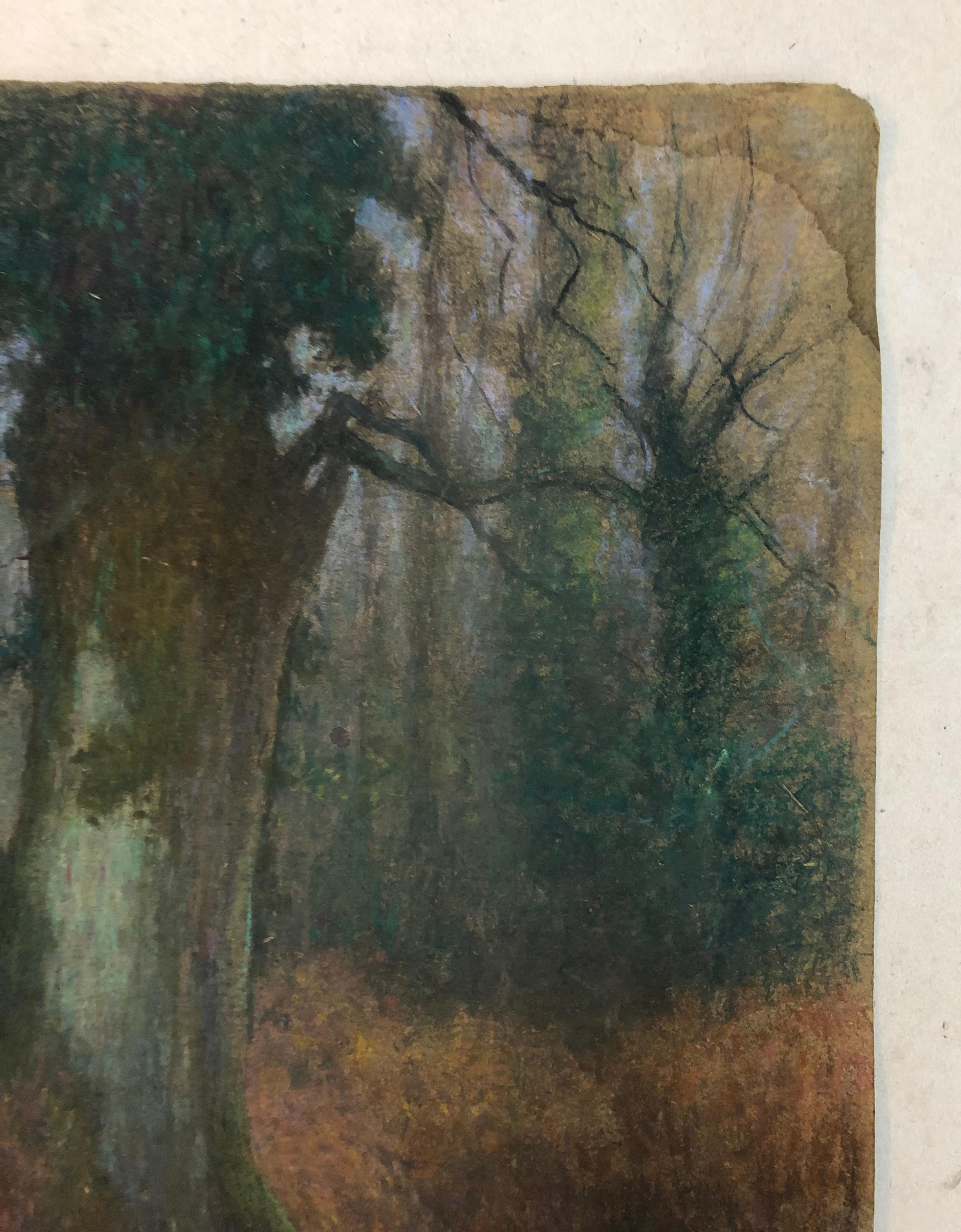 Tree in the undergrowth.
Barbizon school.
Pastel drawing, 19th century.
Water stain top right and bottom left.
50 x 35.5cm.
