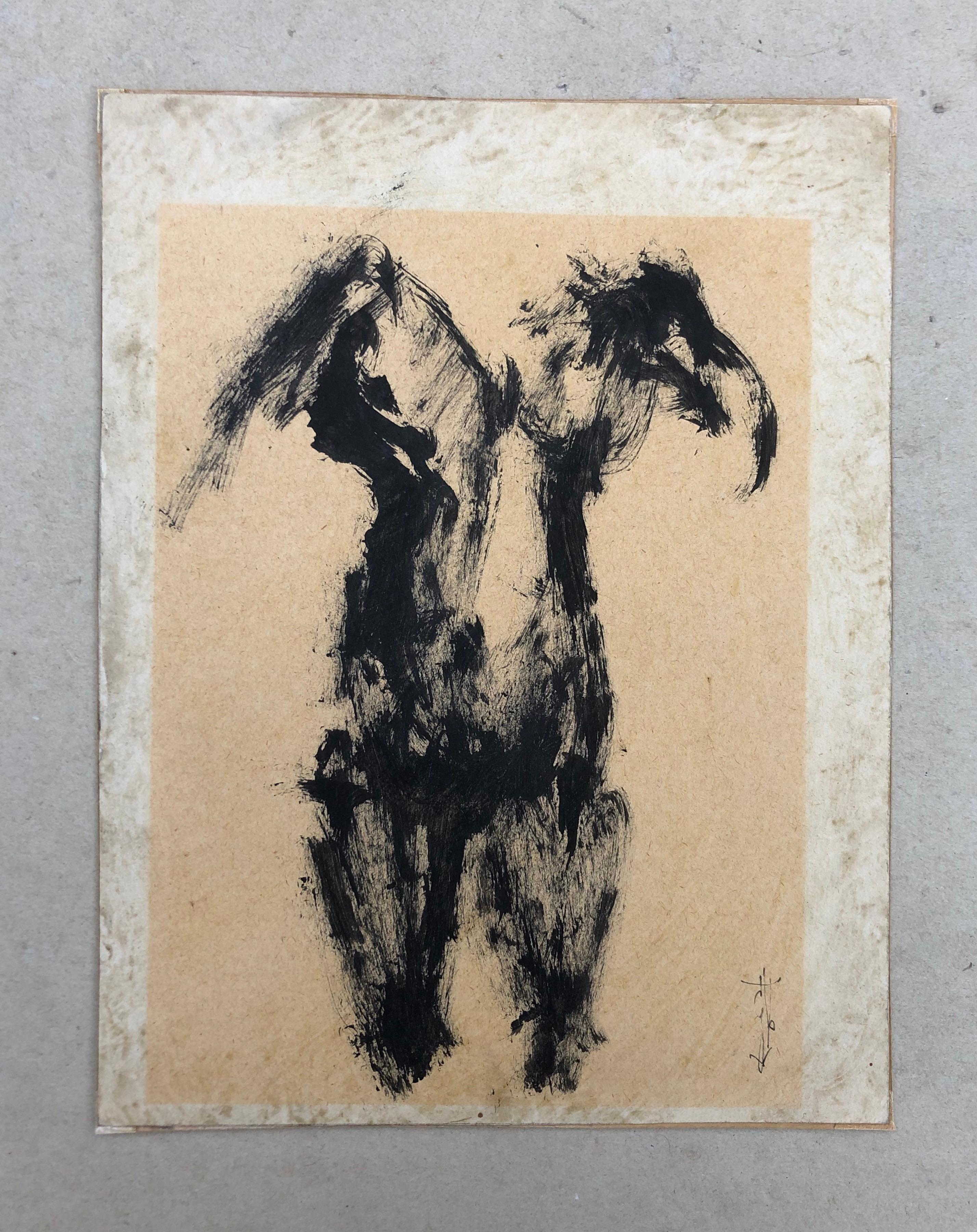 Female nude.
India ink.
Monogram to identify.
Sunstroke.
26 x 20 cm