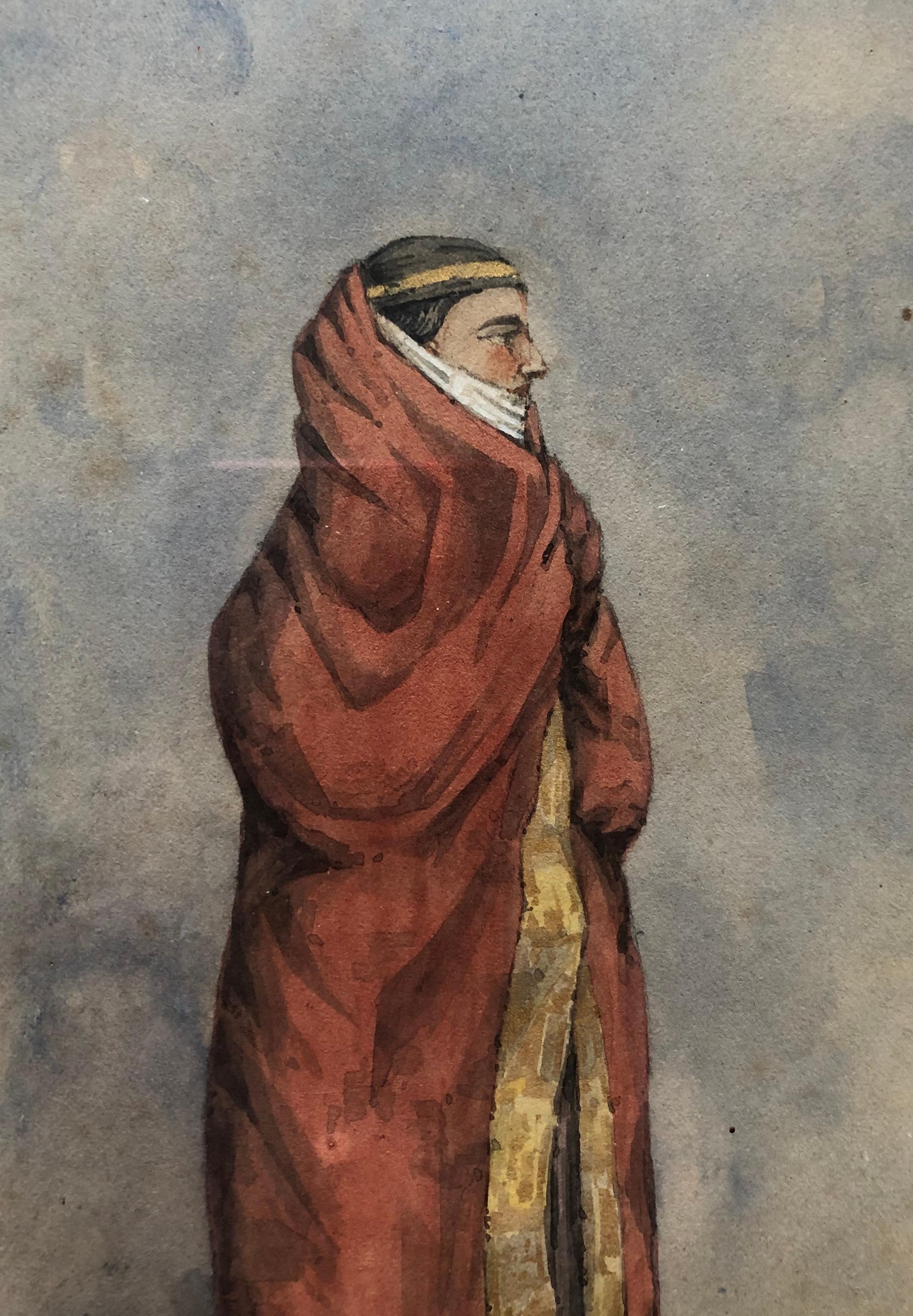 Oriental Woman, Nineteenth Watercolor, Signature To Identify For Sale 1