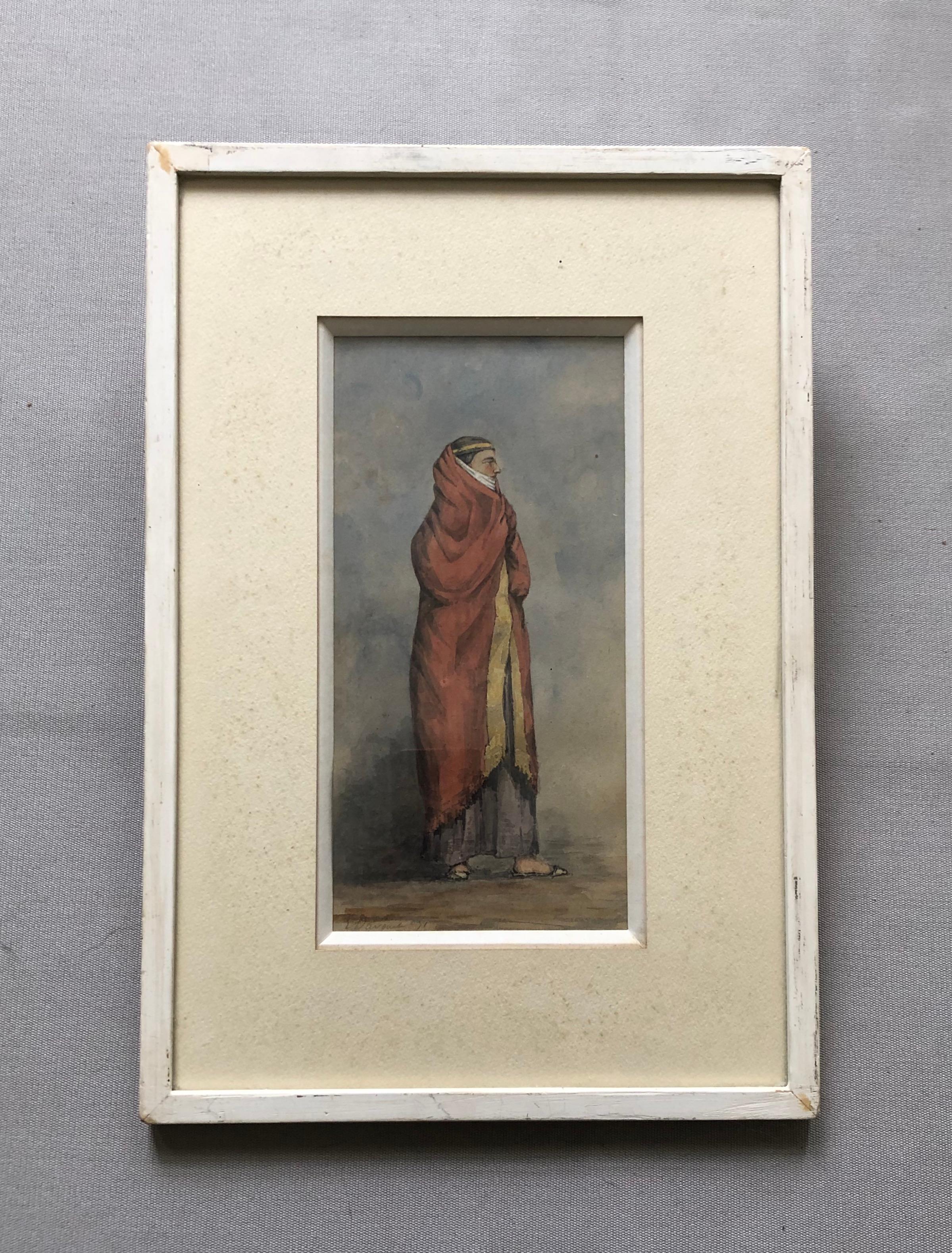 Oriental Woman, Nineteenth Watercolor, Signature To Identify - Art by Unknown