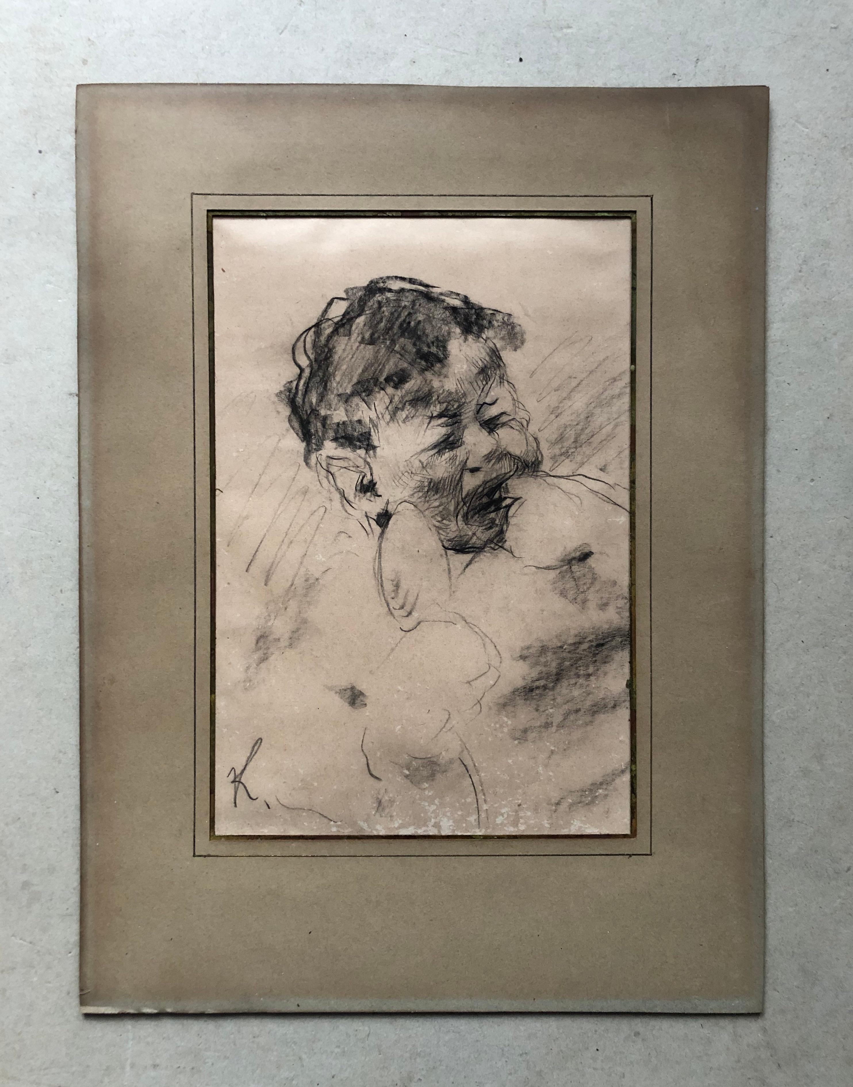 Young Crying Child, Drawing Early 20th Century, Monogram K - Art by Unknown