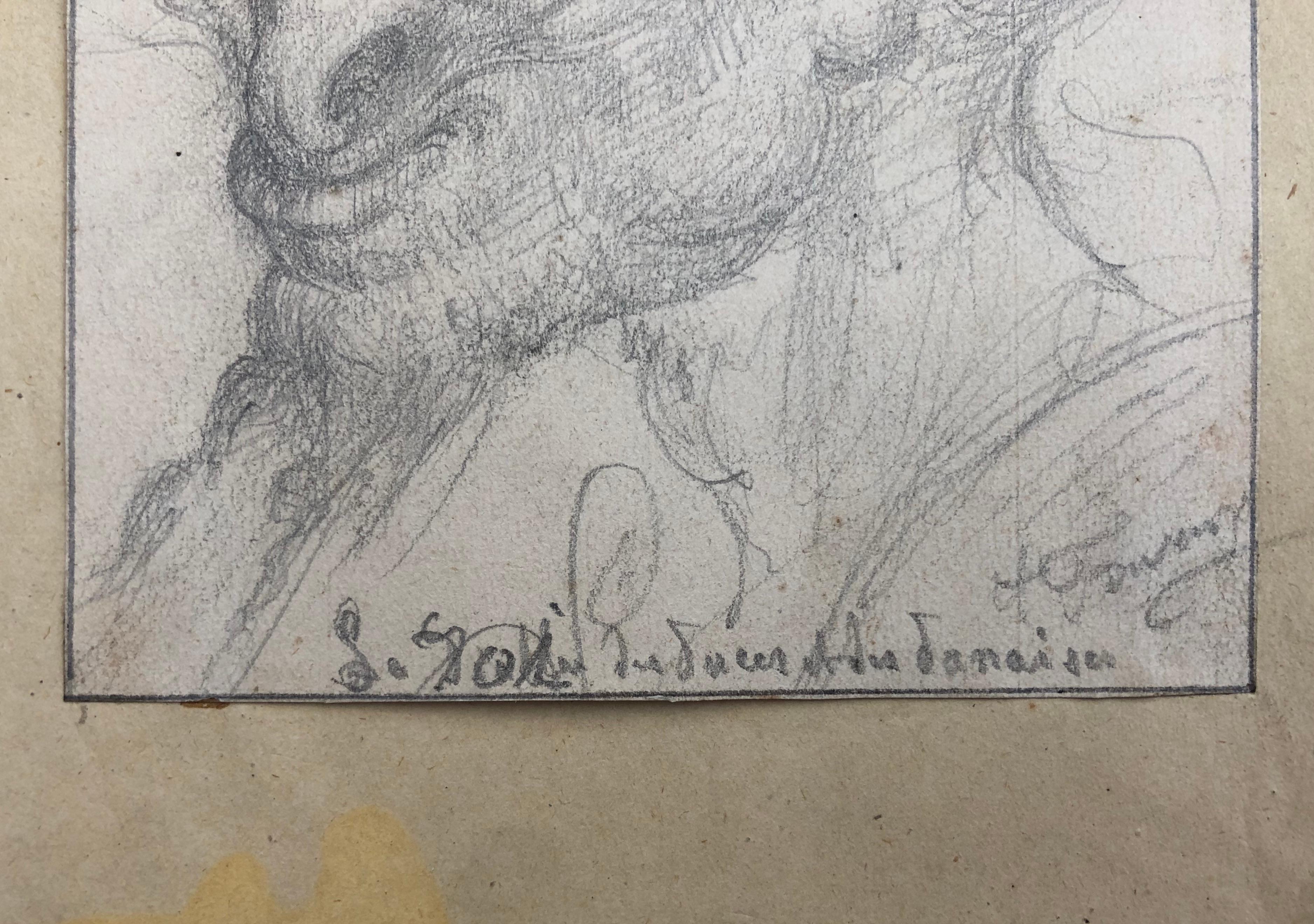 Portrait Of Demon, 19th Century Drawing, Signature To Decipher For Sale 1