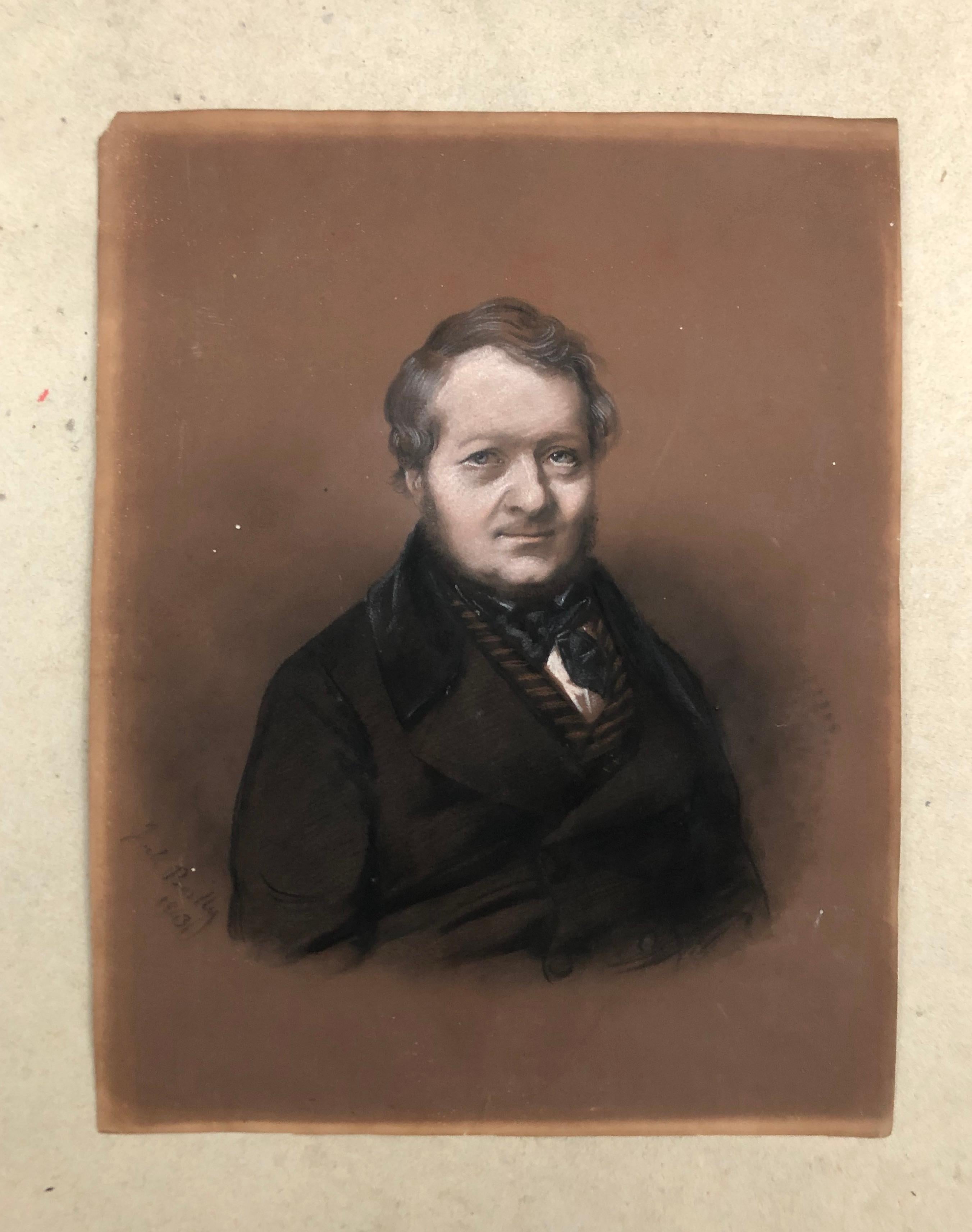 Jules Boilly, Portrait Of A Man, Drawing Dated 1843  For Sale 1