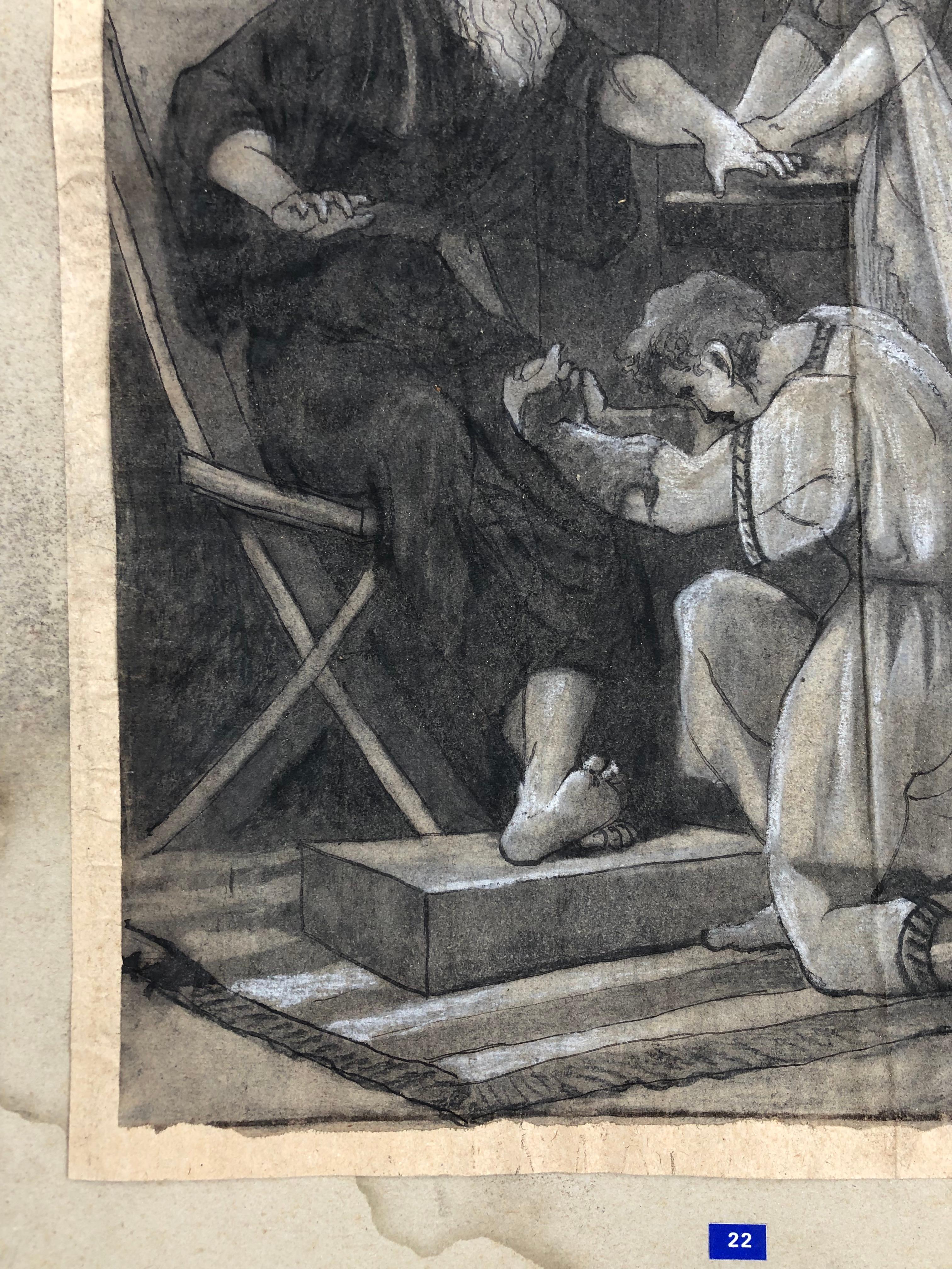 Antique Scene, 19th Century Drawing, Mixed Media For Sale 3