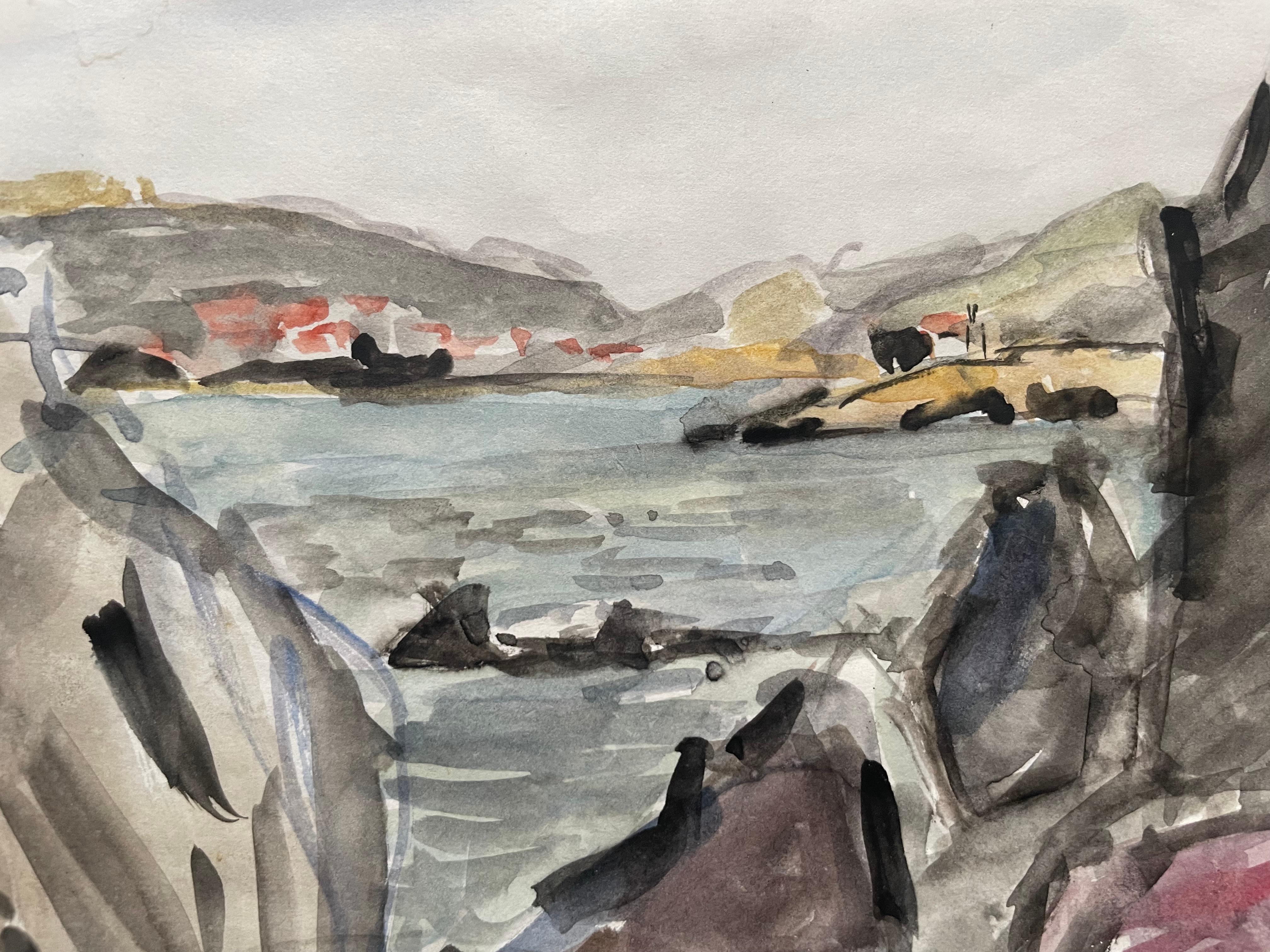 Coastal Landscape, Watercolor, Stamp To Identify For Sale 1