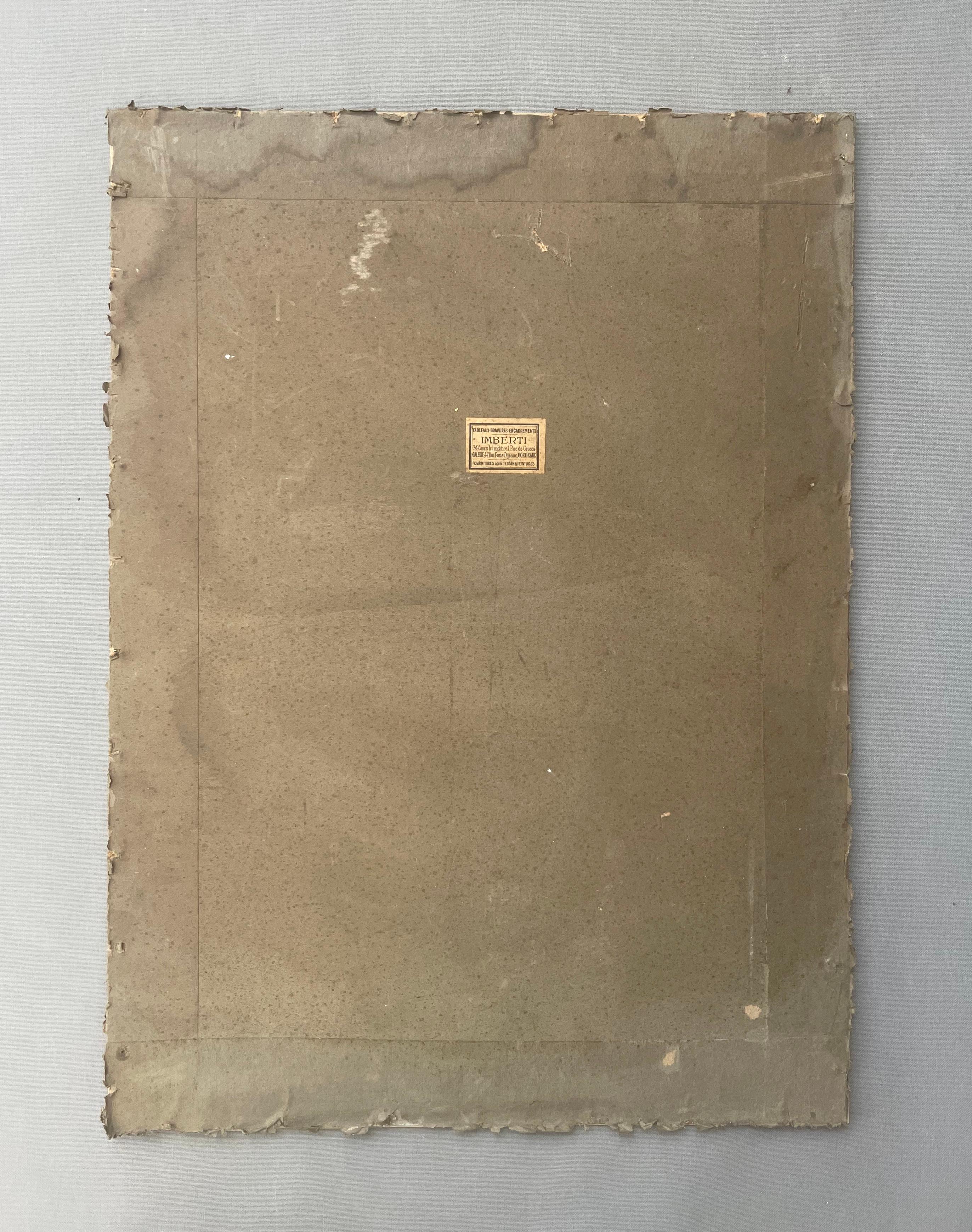 Giaguaro su un ramo, acquerello e guazzo, Monogram Af 1924 in vendita 1